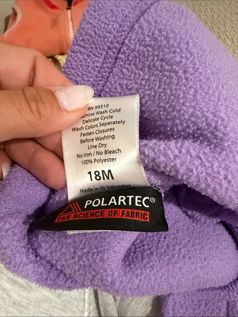 Kids Hooded Puffer-Style Fleece Jacket in Lavender
